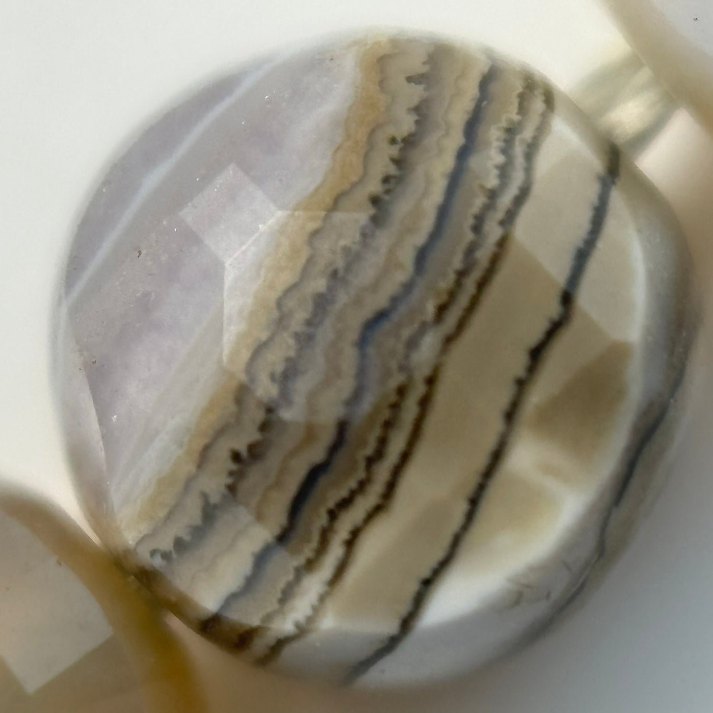 Banded Agate Gemstone Beads - Lentil Shape - Faceted Finish