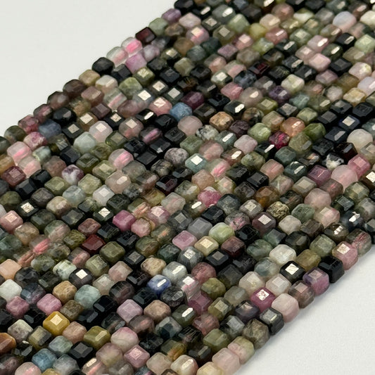 Multicolor Tourmaline Square Beads