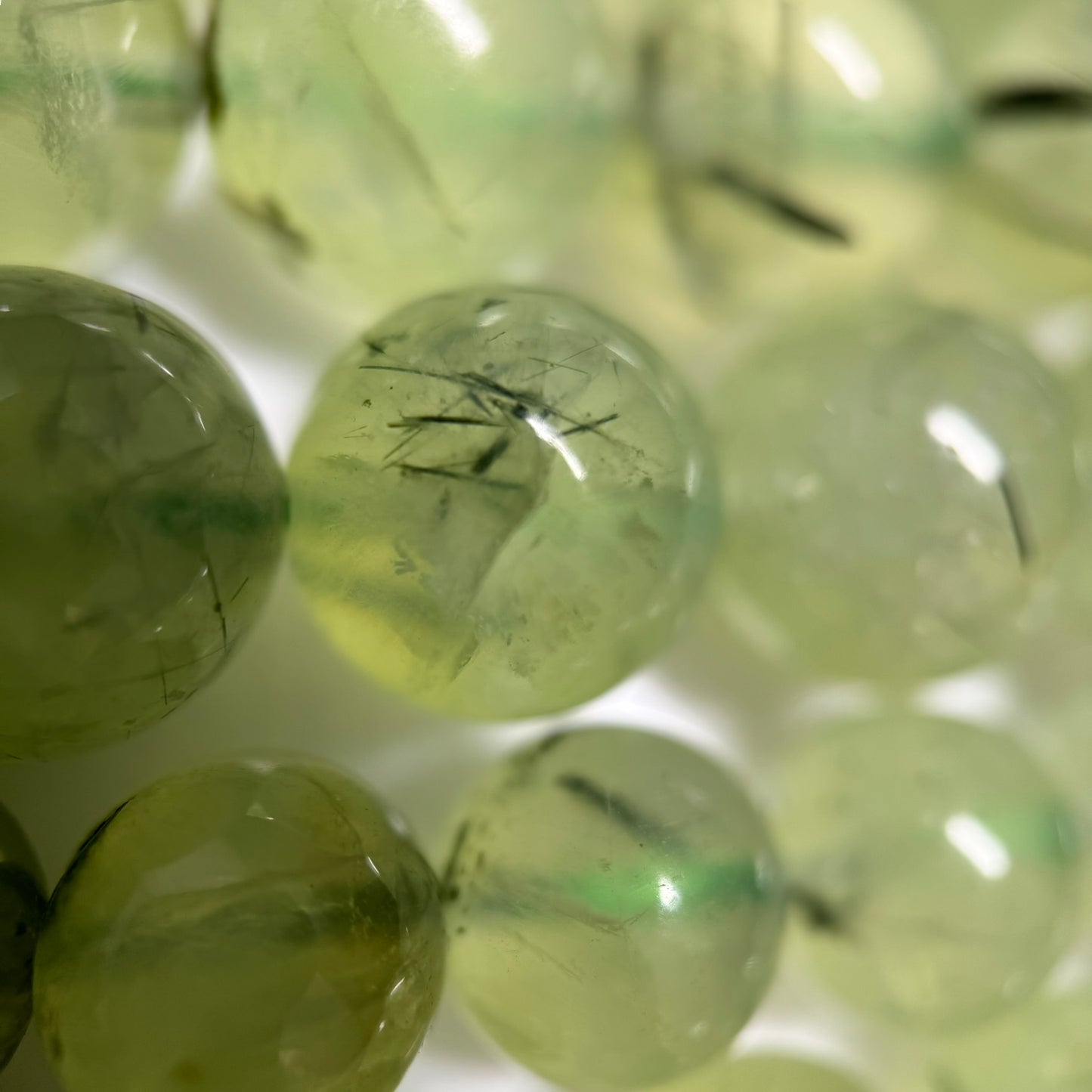 Prehnite with Epidote Polished Round Beads image 7