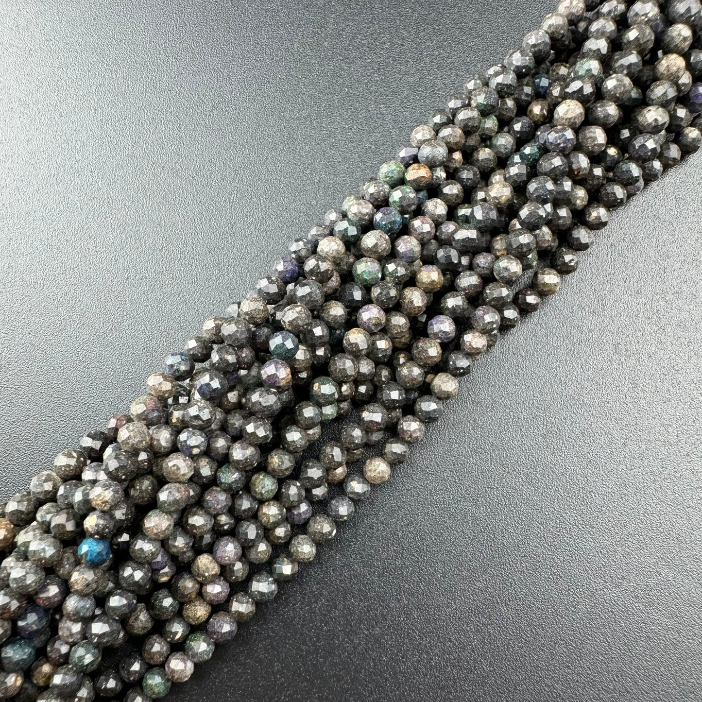 Black Opal Faceted Round Beads image 7