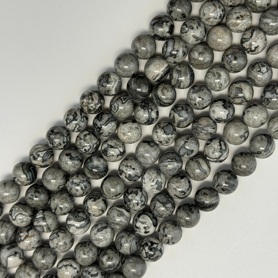 Grey Crazy Lace Agate Polished Round Beads image 0
