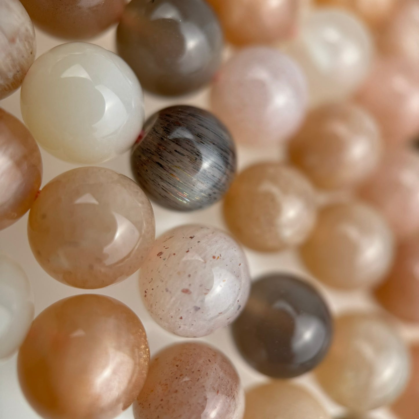 Mix-Pink Moonstone & Sunstone AA Polished Round Beads image 5