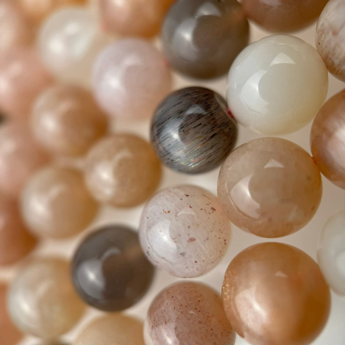 Mix-Pink Moonstone & Sunstone AA Polished Round Beads image 5