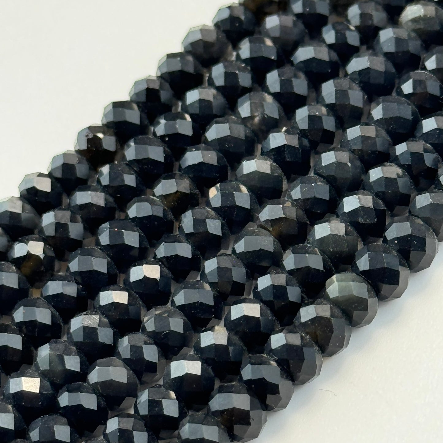 Obsidian Faceted Rondelle Beads image 3
