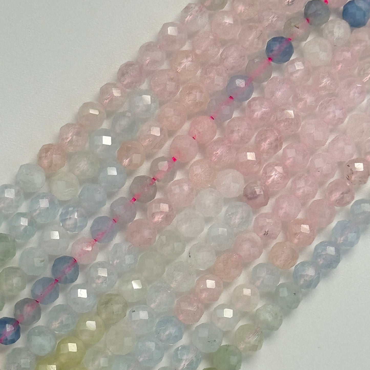 Morganite Aquamarine Faceted Round Beads - AAA Quality image 0