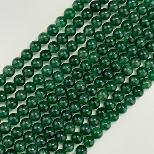 Green Strawberry Quartz Polished Round Beads