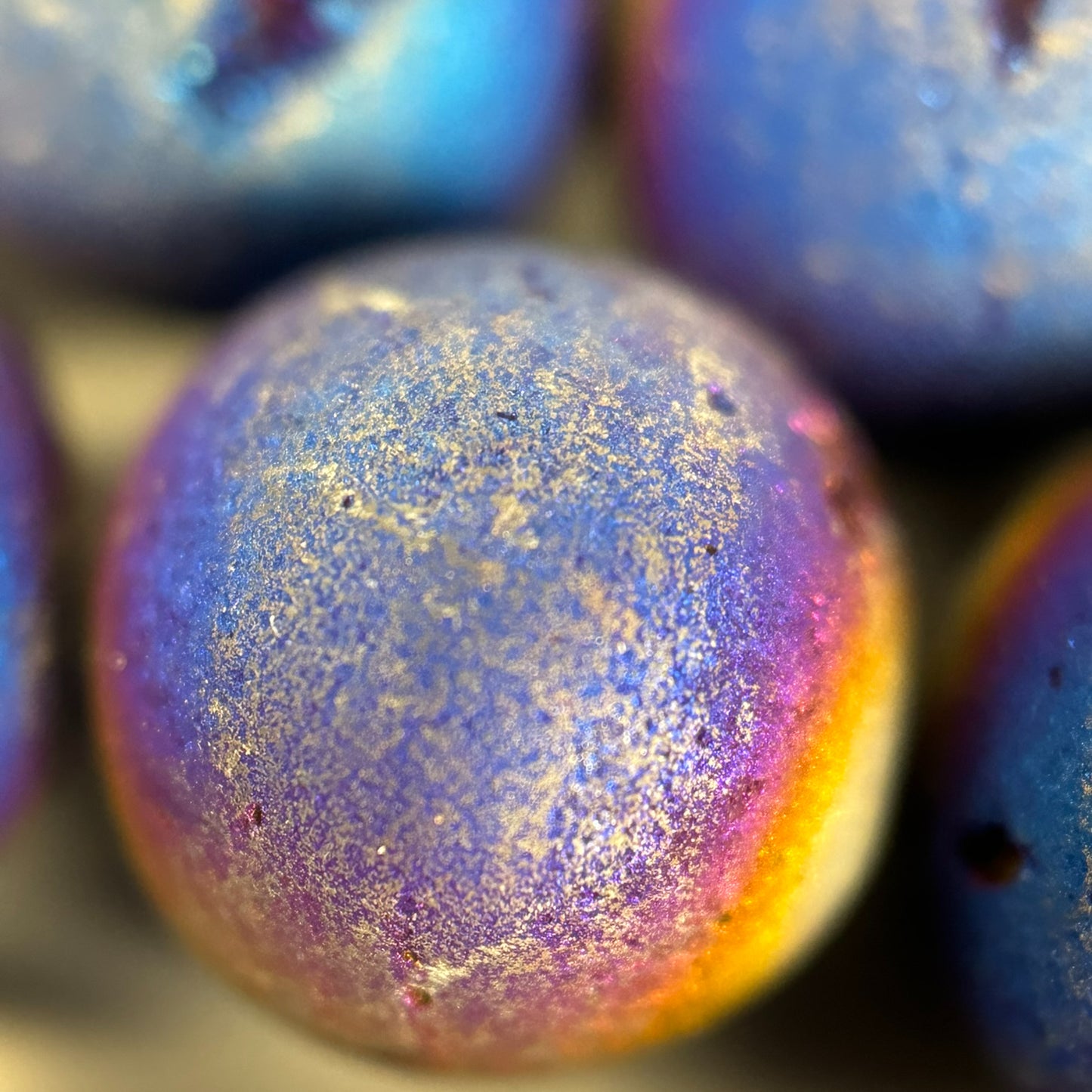 Titanium Plated Blue Druzy Quartz Round Beads image 2
