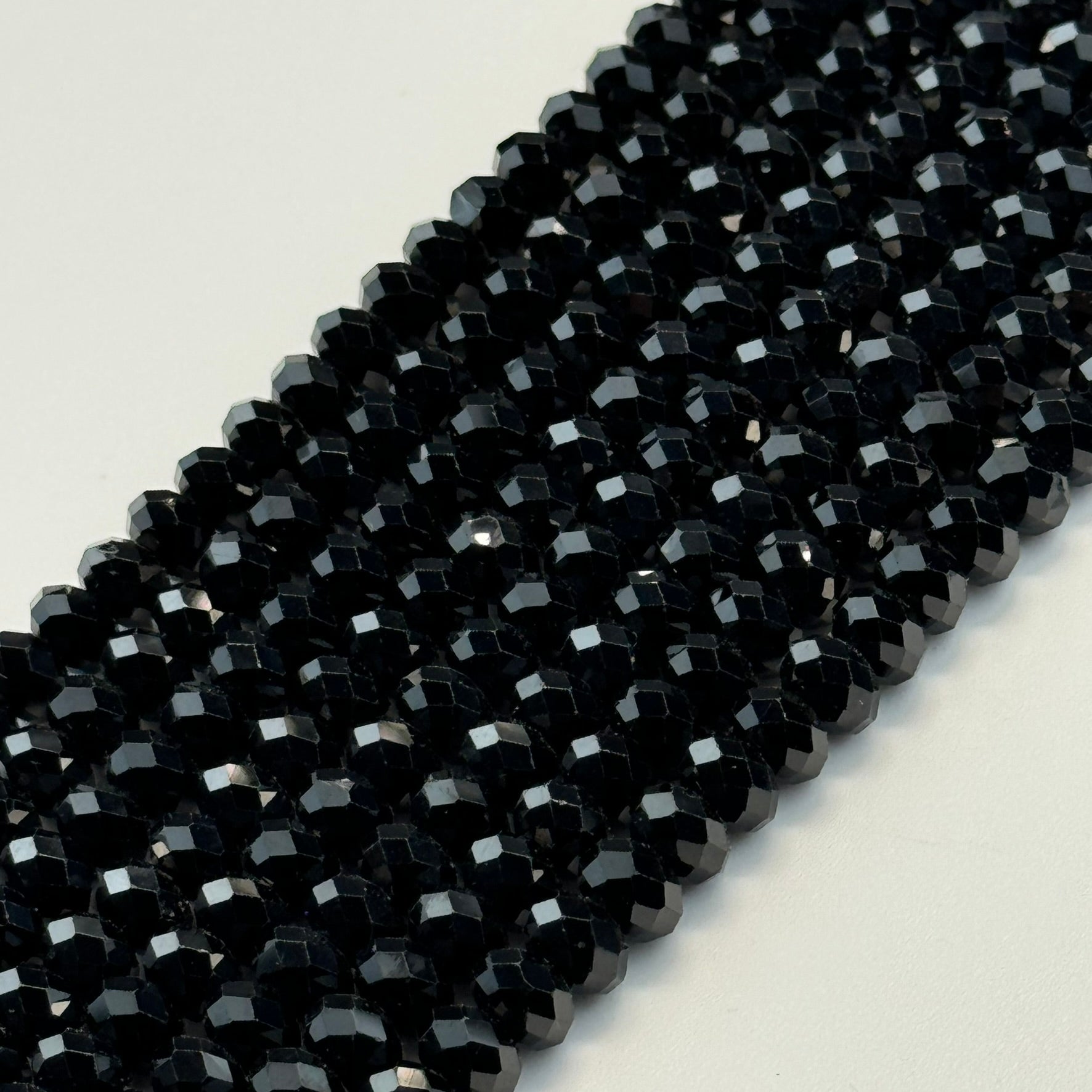 Black Spinel Faceted Rondelle Beads image 8