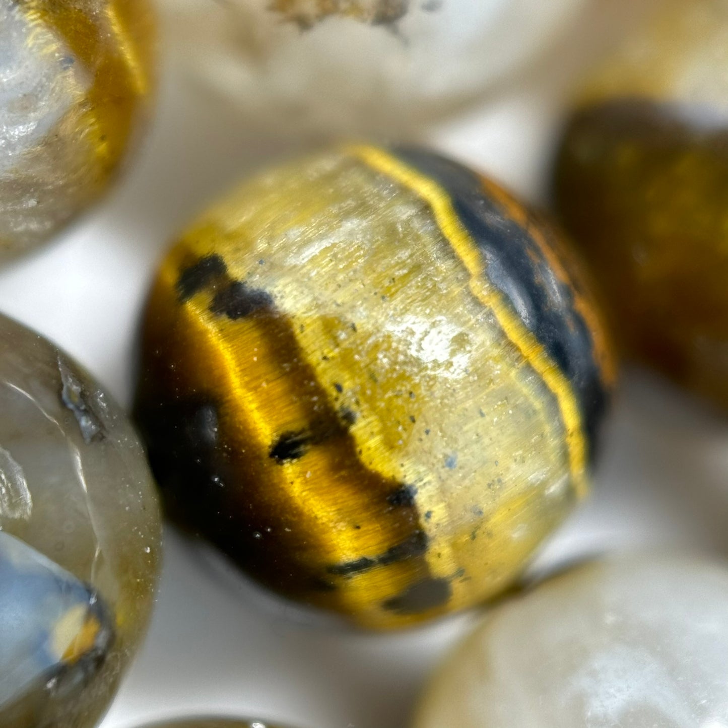 Quartz with Tiger's Eye Polished Round Beads image 10