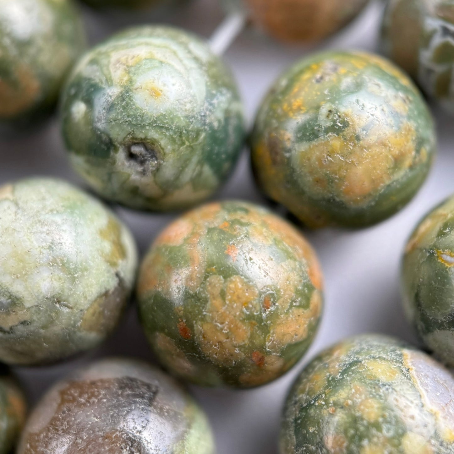 Green Rainforest Jasper Polished Round Beads image 9