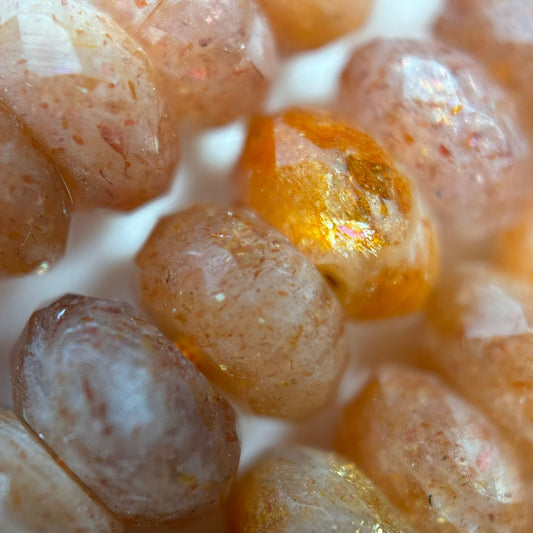 Sunstone Faceted Rondelle Beads - (AAA Quality)