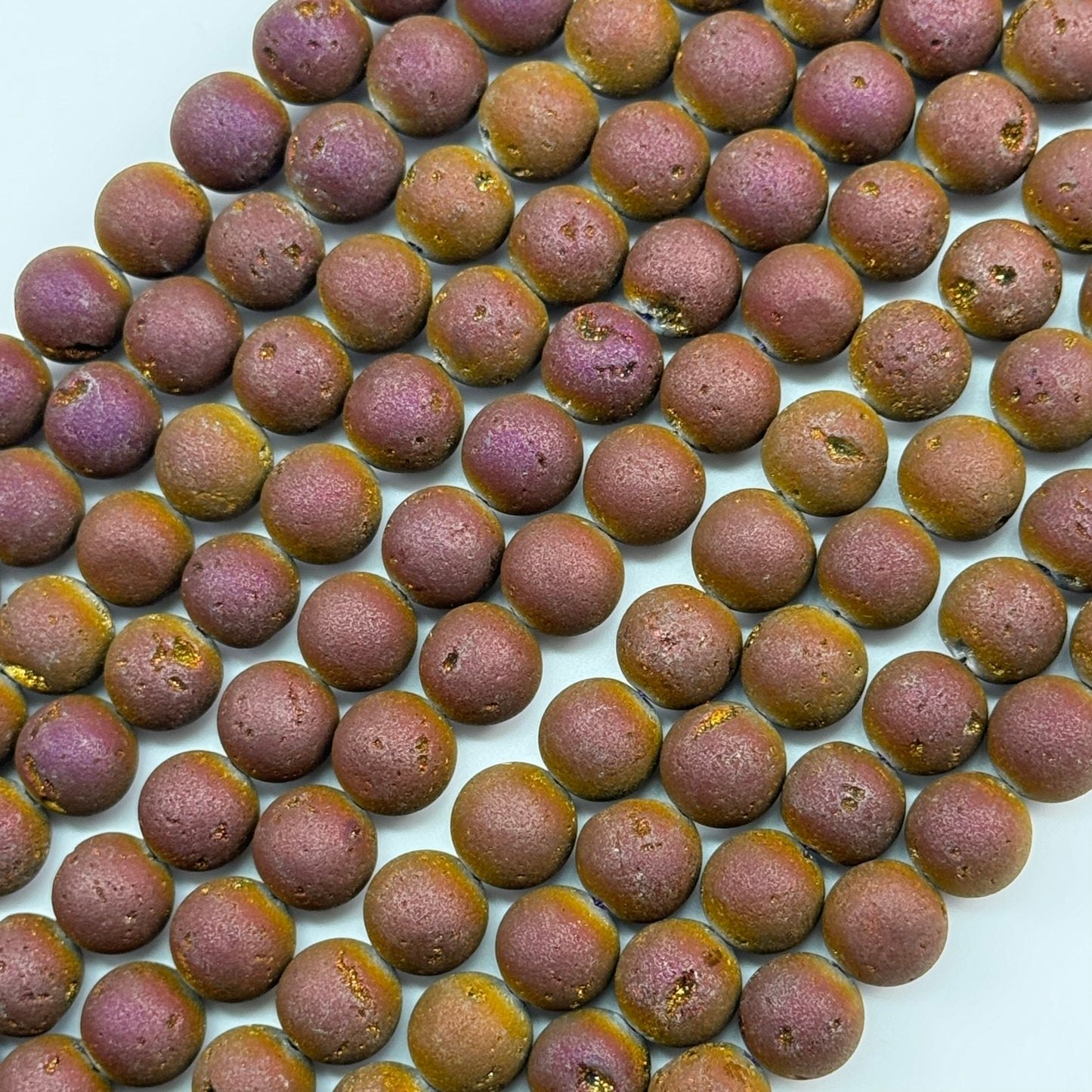 Titanium Plated Flame Druzy Quartz Round Beads image 7