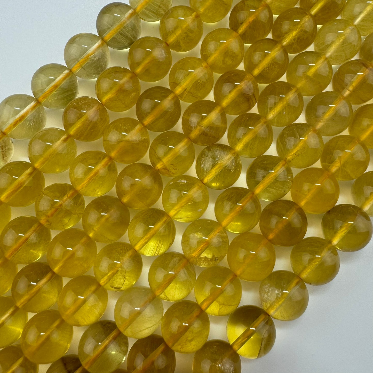 Yellow Fluorite AAA Polished Round Beads image 1