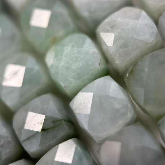 Faceted Burmese Jade Beads - Burma Jade Beads - Square Shape