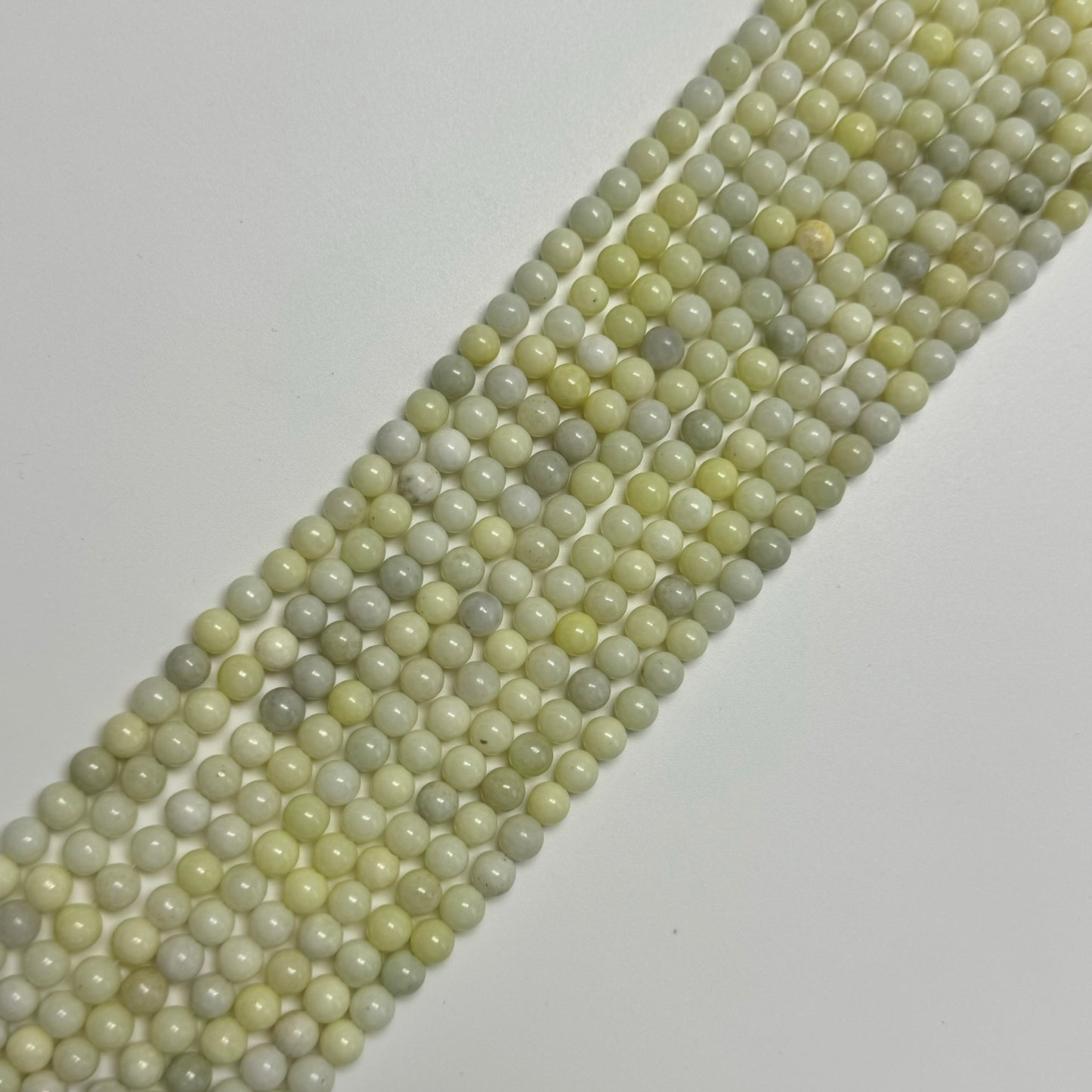 Light Lemon Serpentine Polished Round Beads image 5