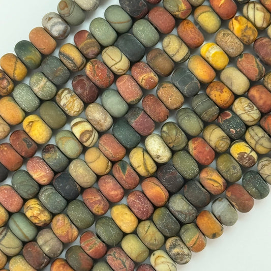 Red Polychrome Jasper Frosted Rondelle Beads image 0