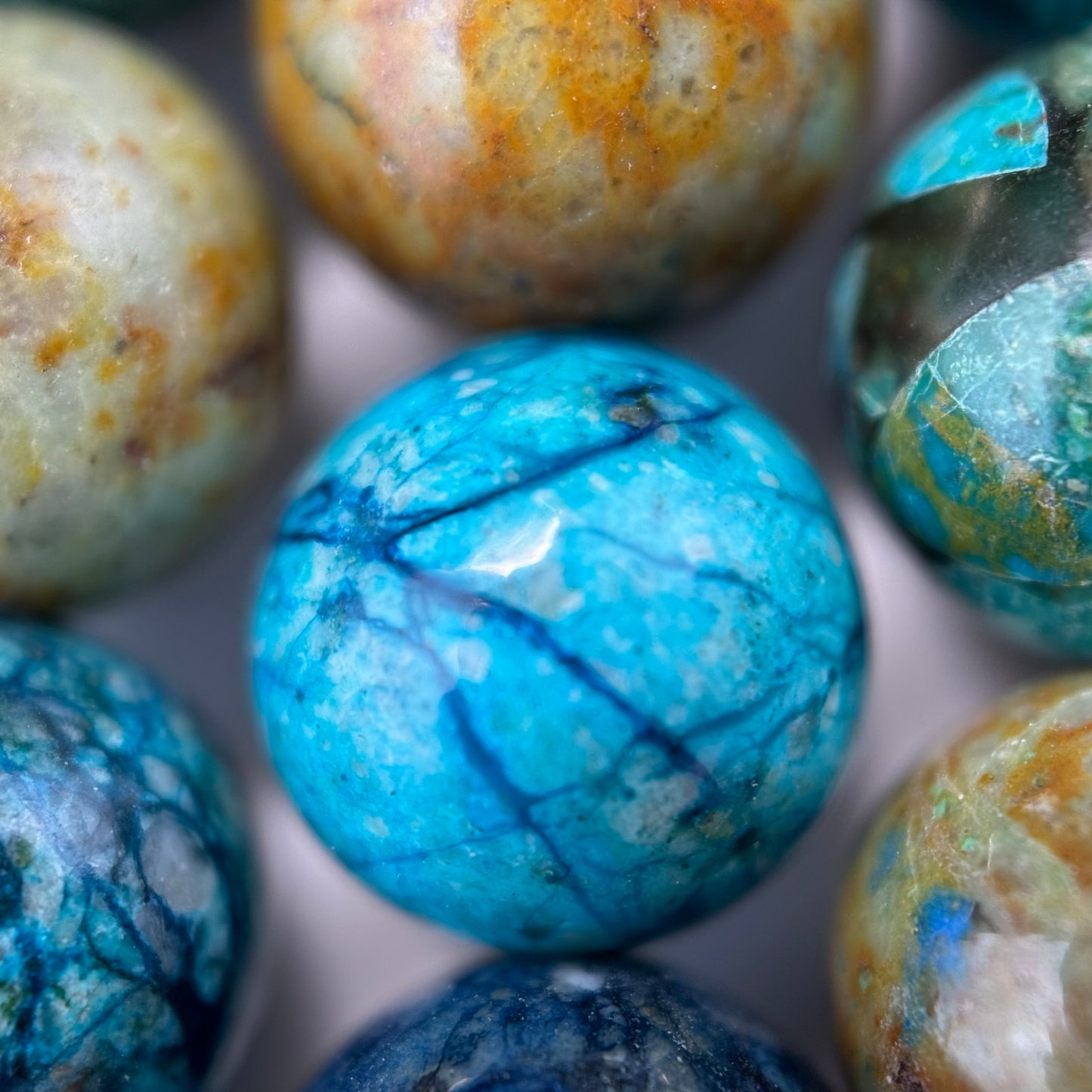 Blue Azurite Chrysocolla Polished Round Beads (10mm) image 2