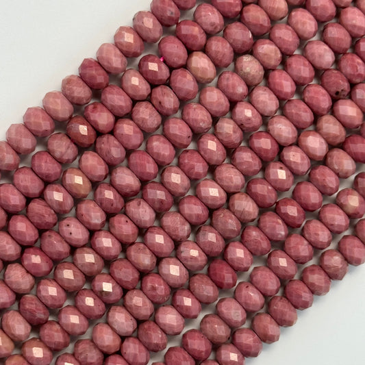 Rhodonite Faceted Rondelle Beads (High Quality) image 0