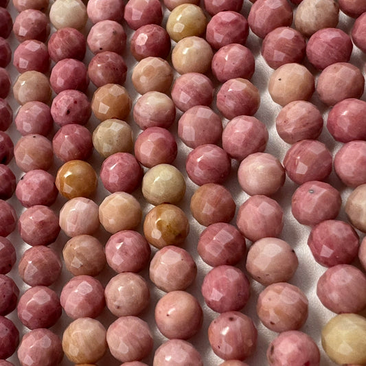 Rhodonite Faceted Round Beads - (A Quality)