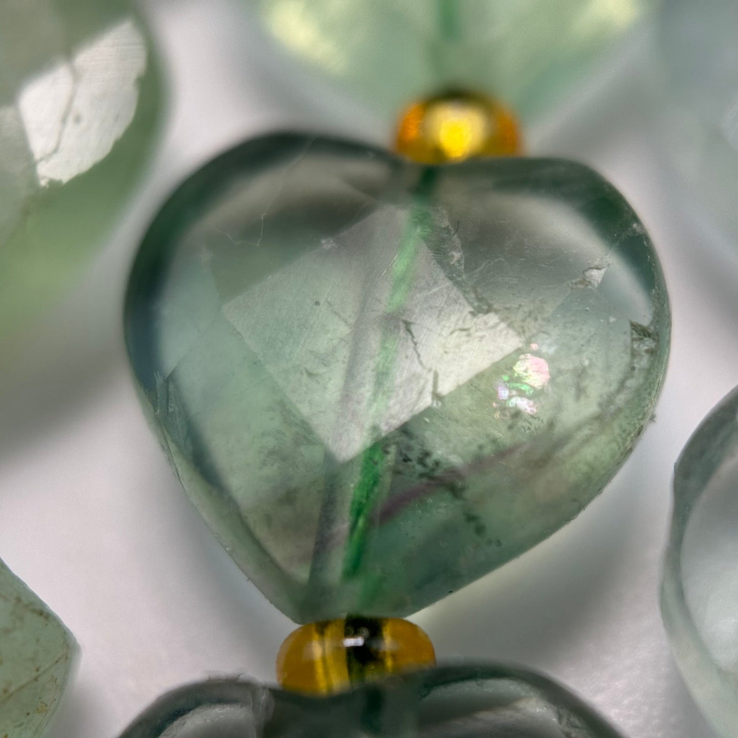 Green Fluorite Faceted Heart 12Ãâ€â€ÂÂ12 mm Beads image 7
