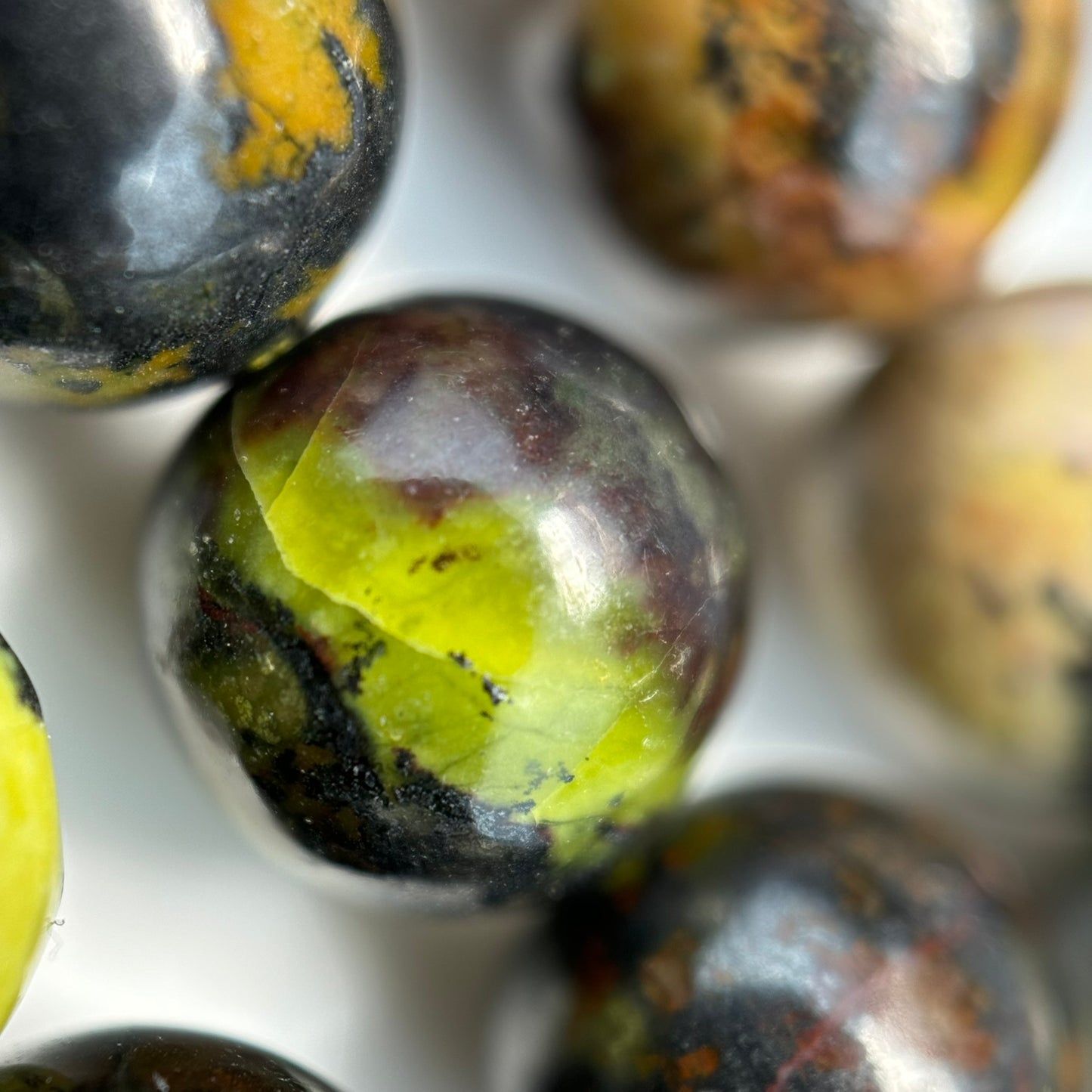 Green Dendritic Opal Polished Round Beads image 10