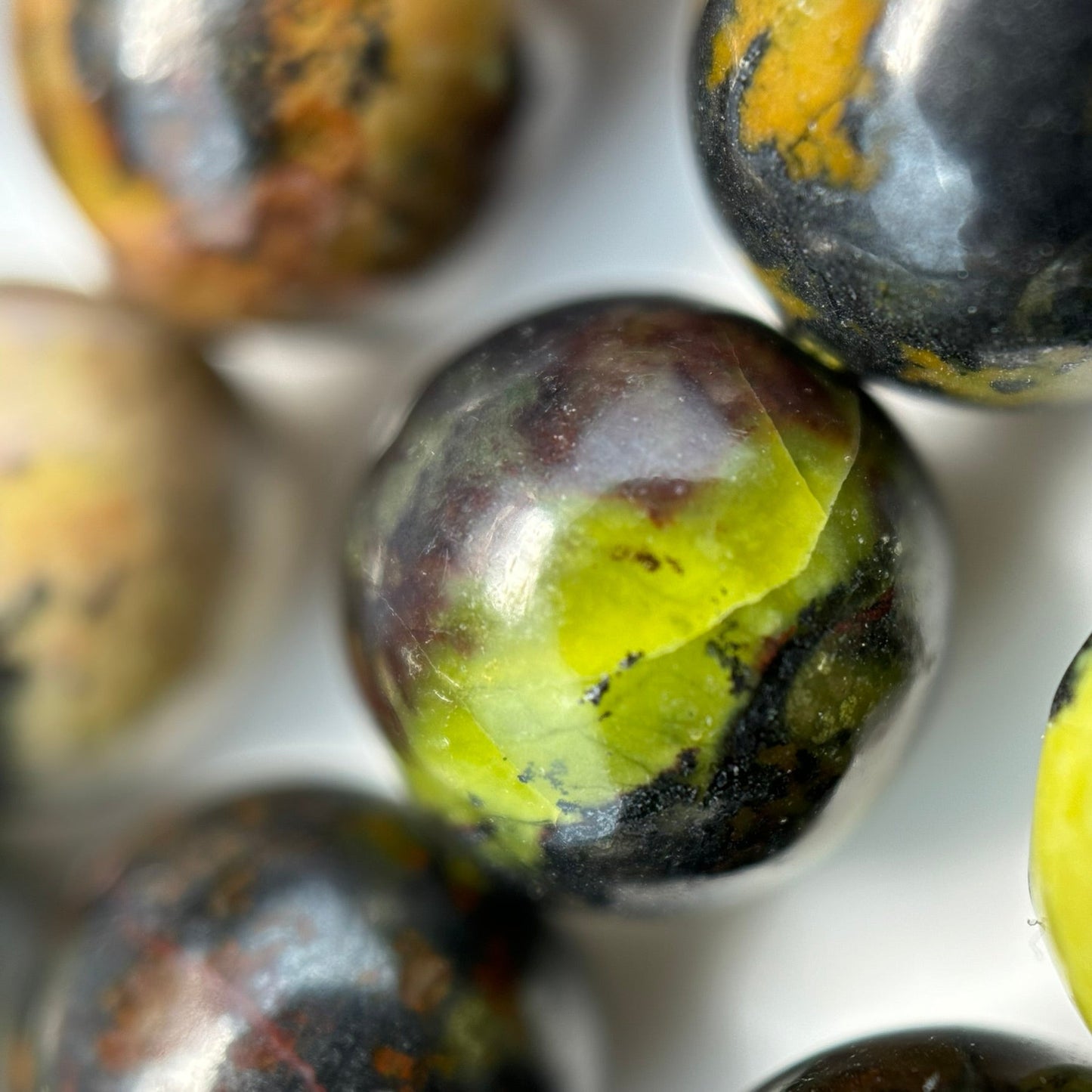 Green Dendritic Opal Polished Round Beads image 10