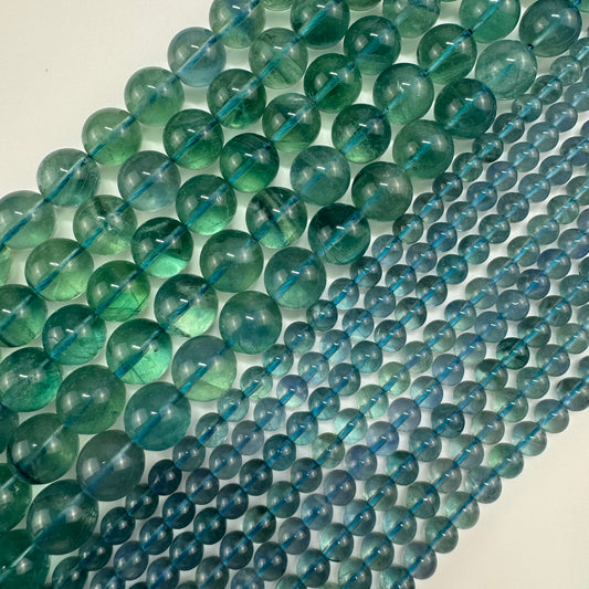 Blue Fluorite Beads - Polished Round - (AAA Quality)