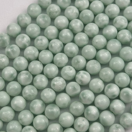 Green Angelite Polished Round Beads