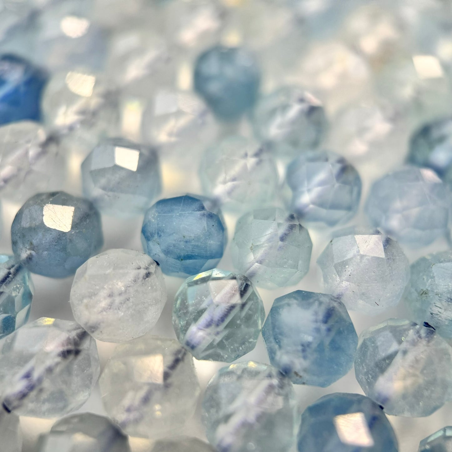 Aquamarine Faceted Round Gemstone Beads - AAA Quality image 5