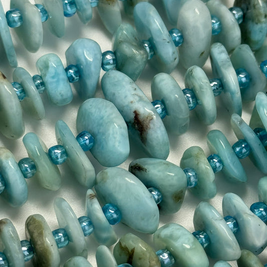Larimar Disc Blade Polished Beads (A Quality)