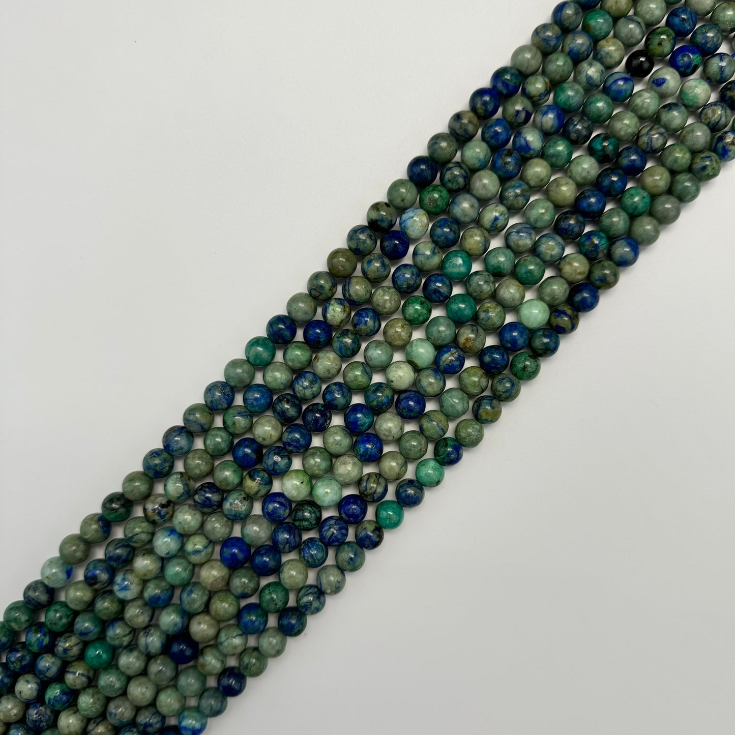 Bluish Azurite and Chrysocolla Polished Round Beads image 3