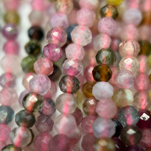 Multicolor Tourmaline Faceted Round Beads