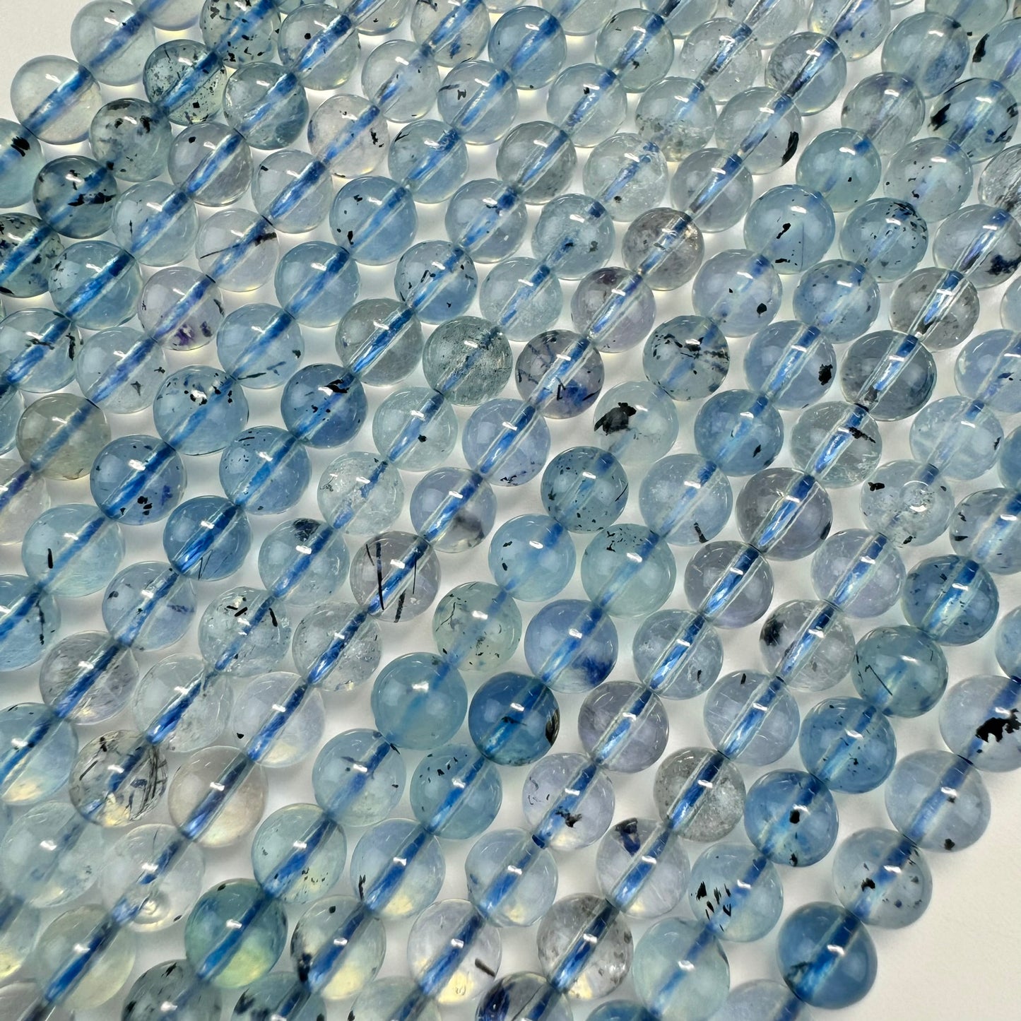 Aquamarine Polished Round Gemstone Beads (6mm) - AAA Quality image 3