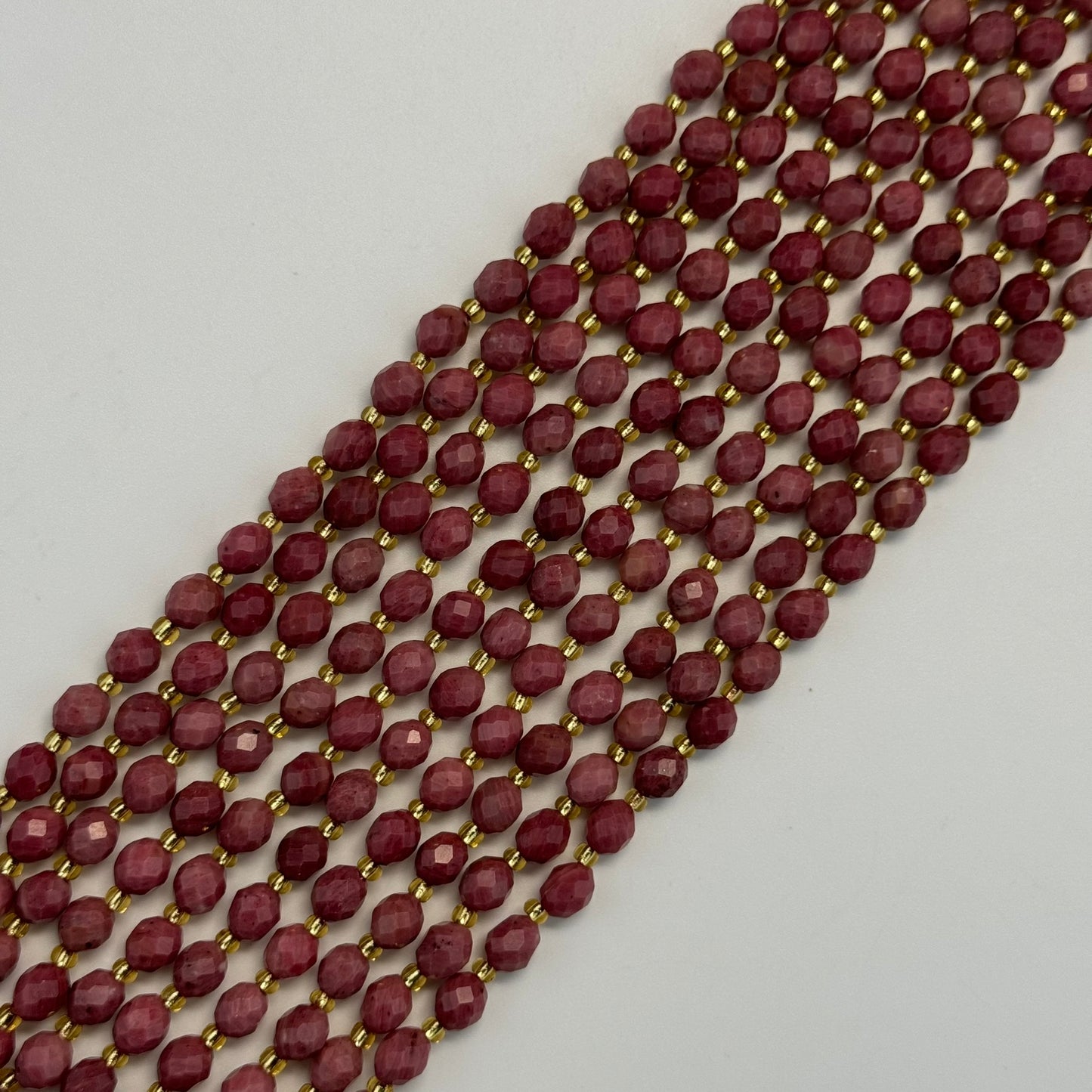 Rhodonite AA Faceted Barrel 8 Beads image 4