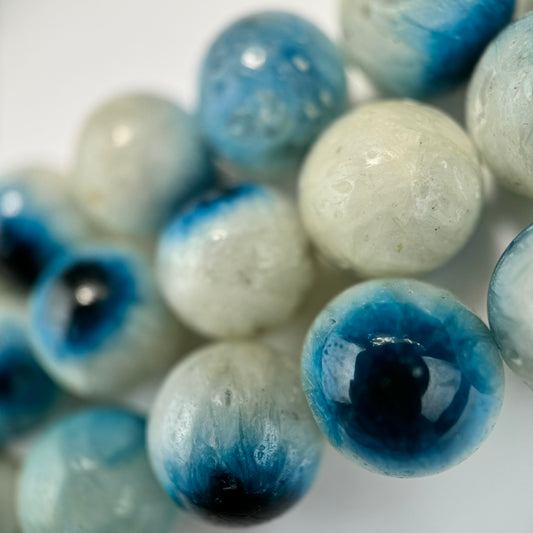 Blue Ice Glacier Polished Round Beads - (AA Quality)