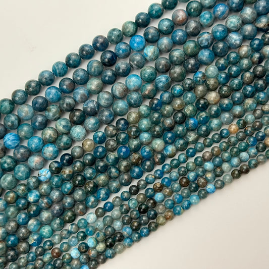 Blue Apatite Polished Round Beads
