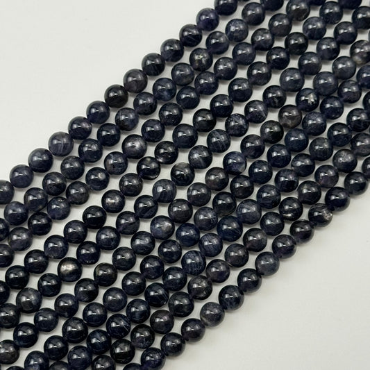 Iolite (Water Sapphire) Polished Round Precious Stone Beads