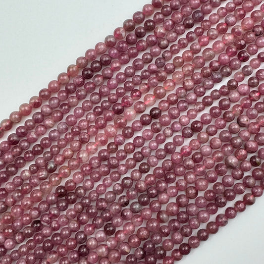 Pink Tourmaline Polished Round Beads for October Birthstone Jewelry
