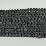 Black Lava Stones Unwaxed Round Beads image 2