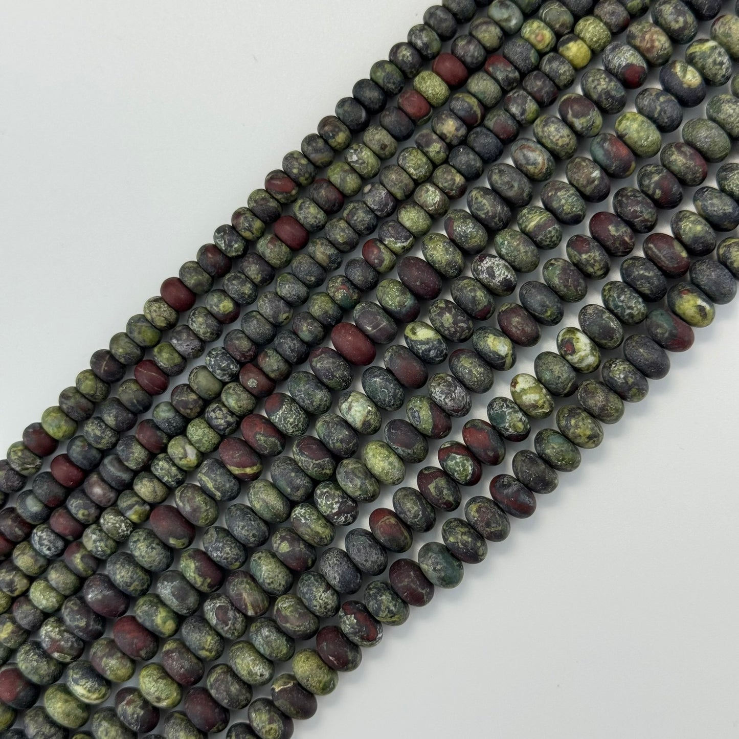 Dragon’s Blood Frosted Rondelle Beads image 2