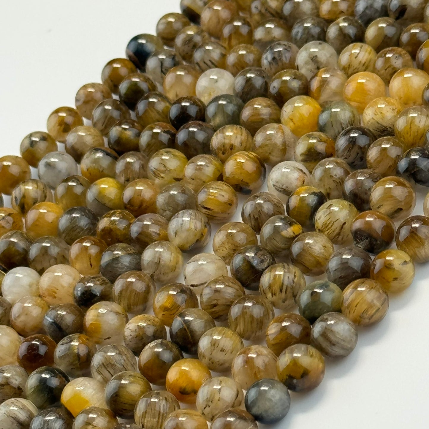 Quartz with Tiger's Eye Polished Round Beads image 4