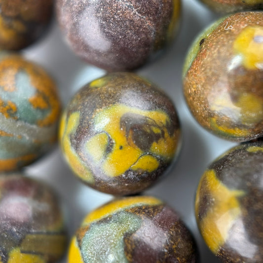 Rainbow Marble Polished Round Beads