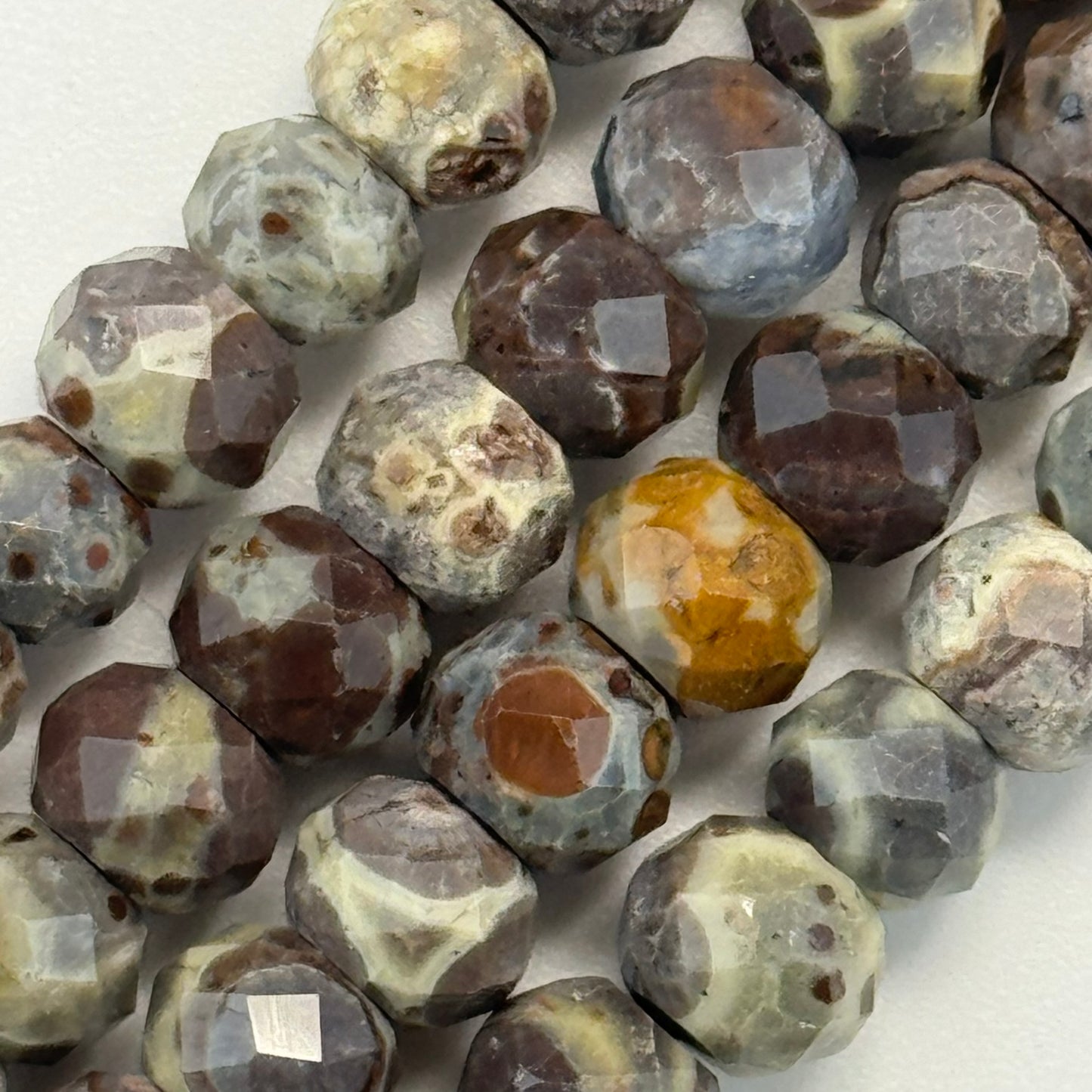 Ocean Fossil Jasper Faceted Rondelle Beads image 1