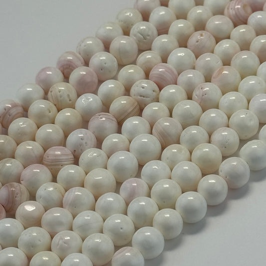 Soft Pink Shell Mother Of Pearl Polished Round Beads