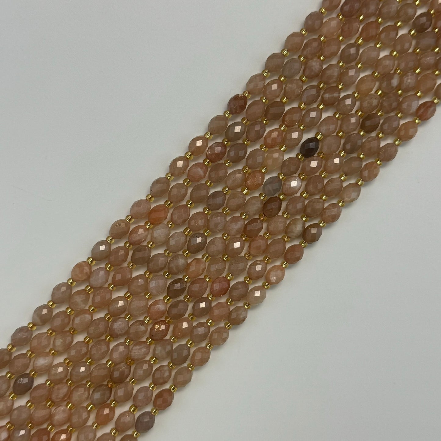 Moonstone Sunstone Faceted Barrel 8×6 mm Beads image 0