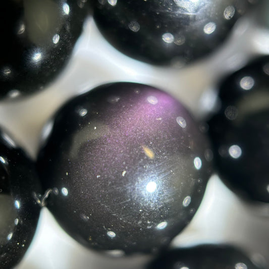 Obsidian Rainbow Polished Round Beads