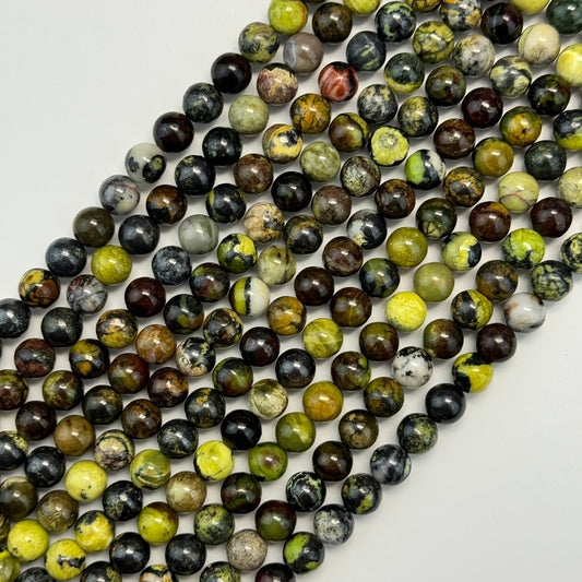 Green Dendritic Opal Polished Round Beads