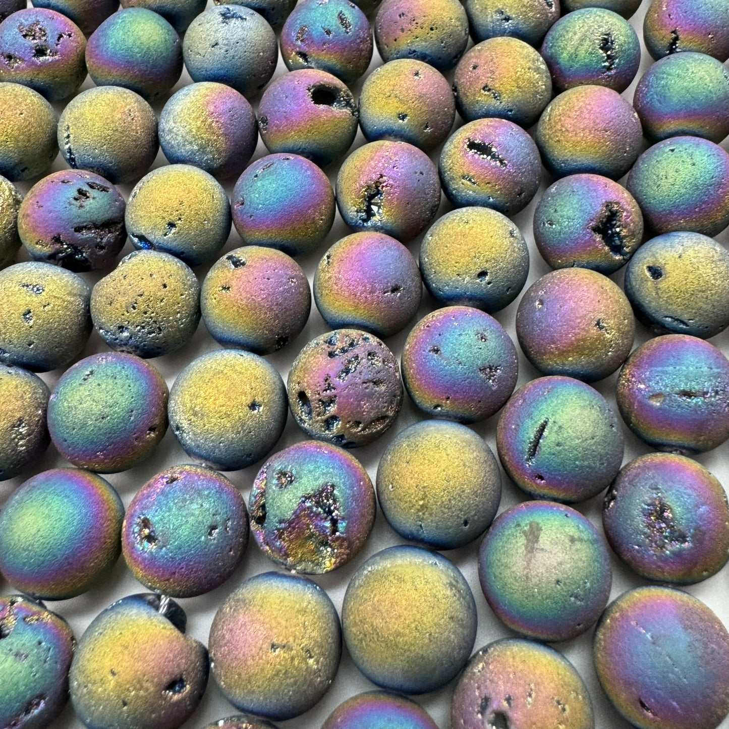 Rainbow Titanium Plated Aura Druzy Quartz Beads image 6