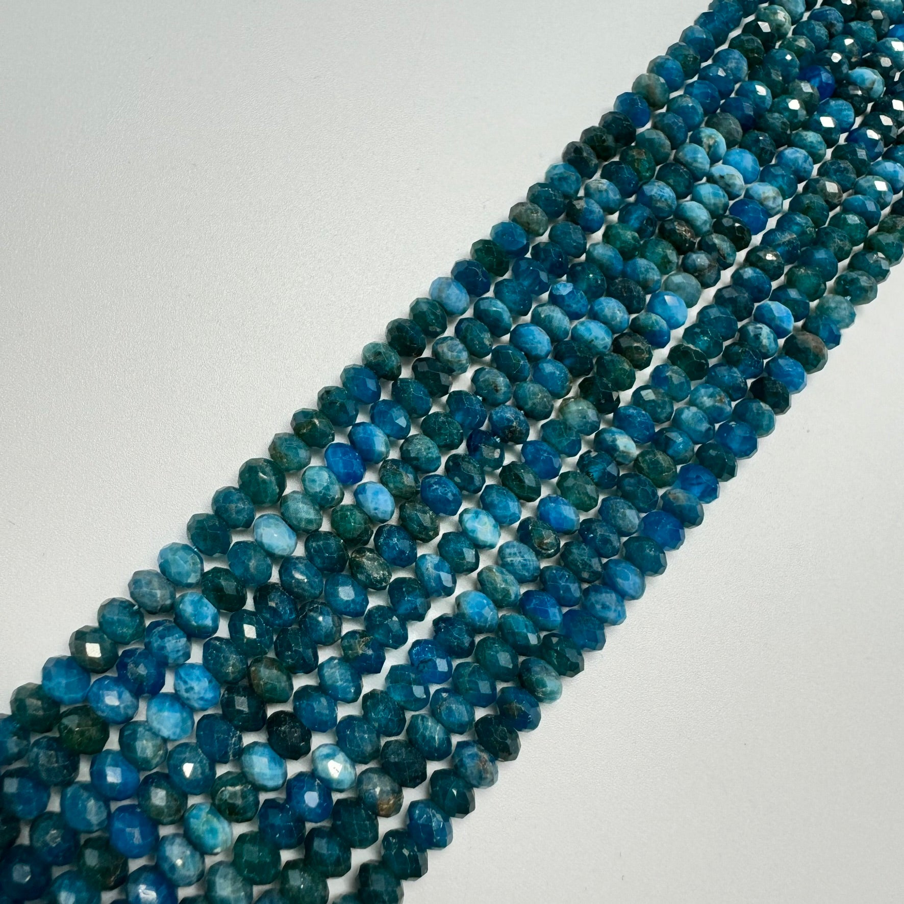 Blue Apatite Faceted Rondelle Beads (6x4mm) image 3