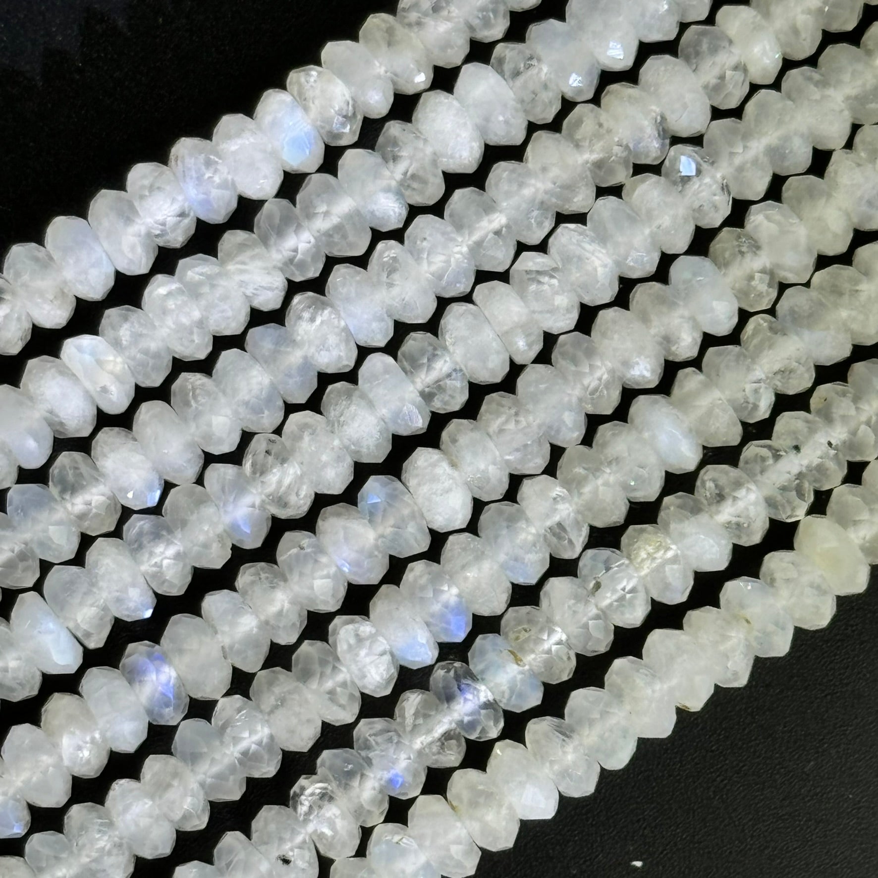 Faceted Moonstone Rondelle Beads (7x4mm) image 0